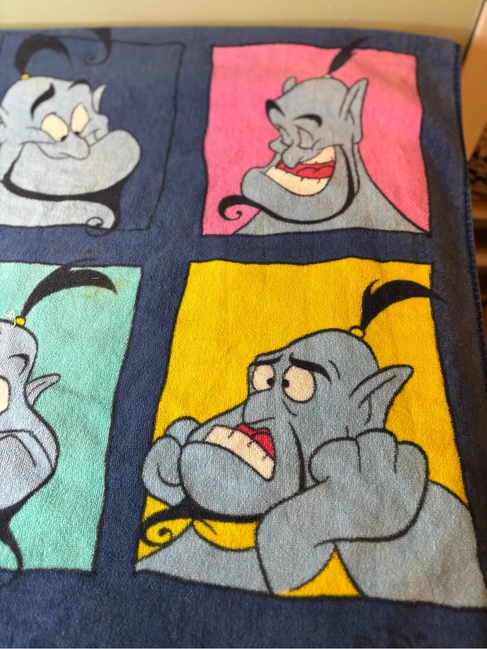 Vintage Disney Aladdin Faces of the Genie Beach Towel